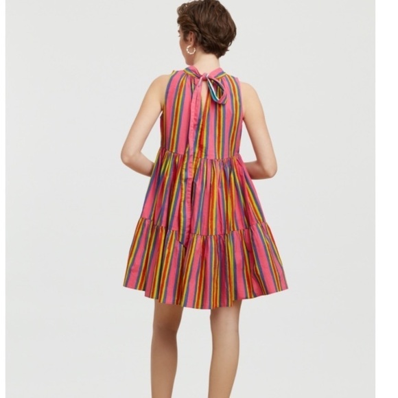 Lisa Corti Summer Wedding Guest Dress 100% Cotton Halter Mini Colorful Fun NEW - Picture 2 of 7